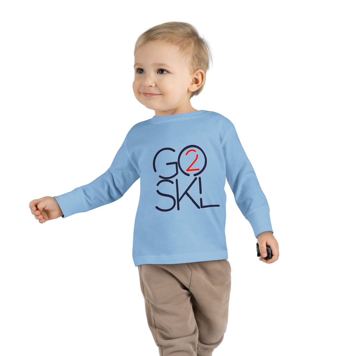 Toddler Long Sleeve Tee - Playful Go2SkL Design, Perfect for School, Playdates, Fall Weather, Kids Fashion, Gift Ideas