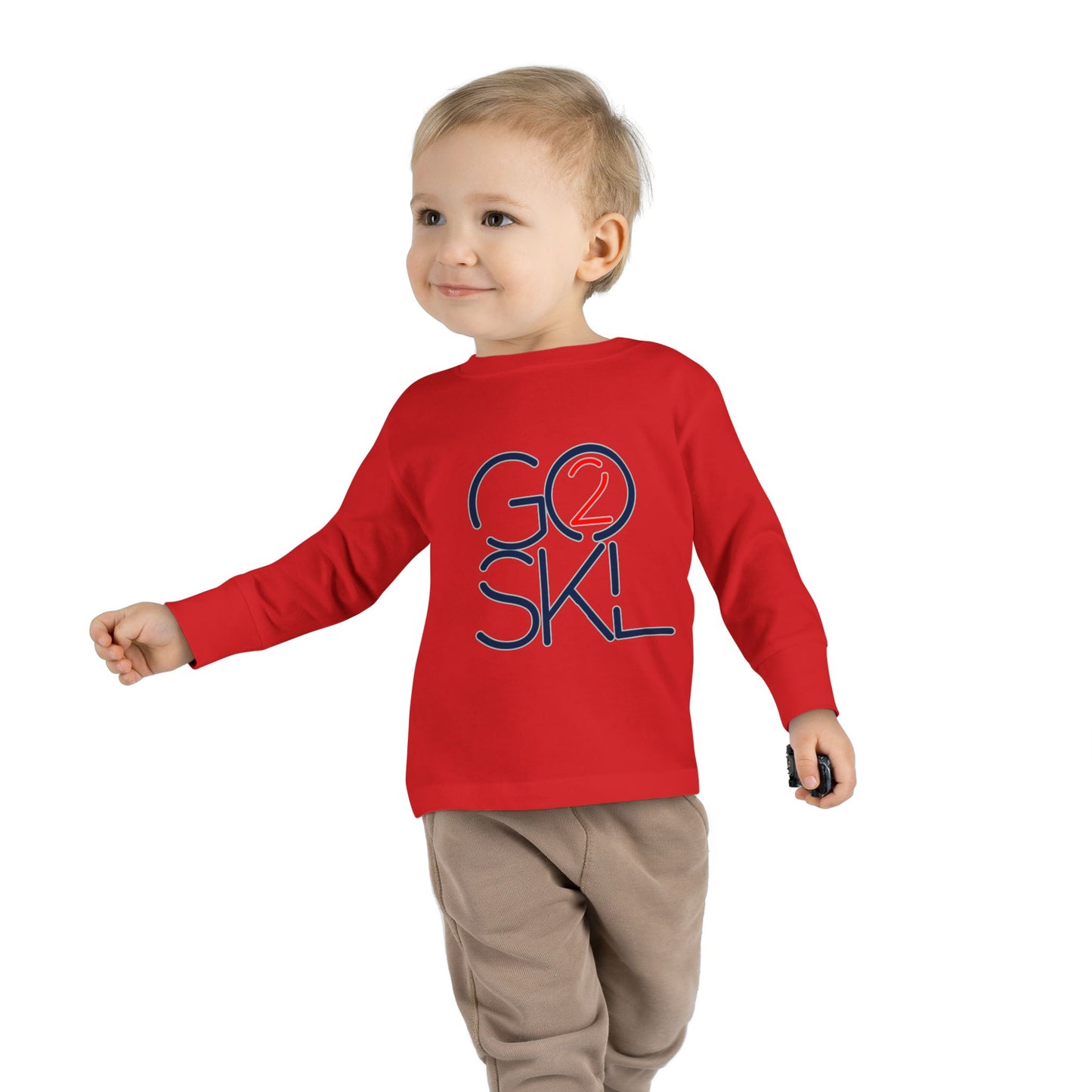 Toddler Long Sleeve Tee - Playful Go2SkL Design, Perfect for School, Playdates, Fall Weather, Kids Fashion, Gift Ideas